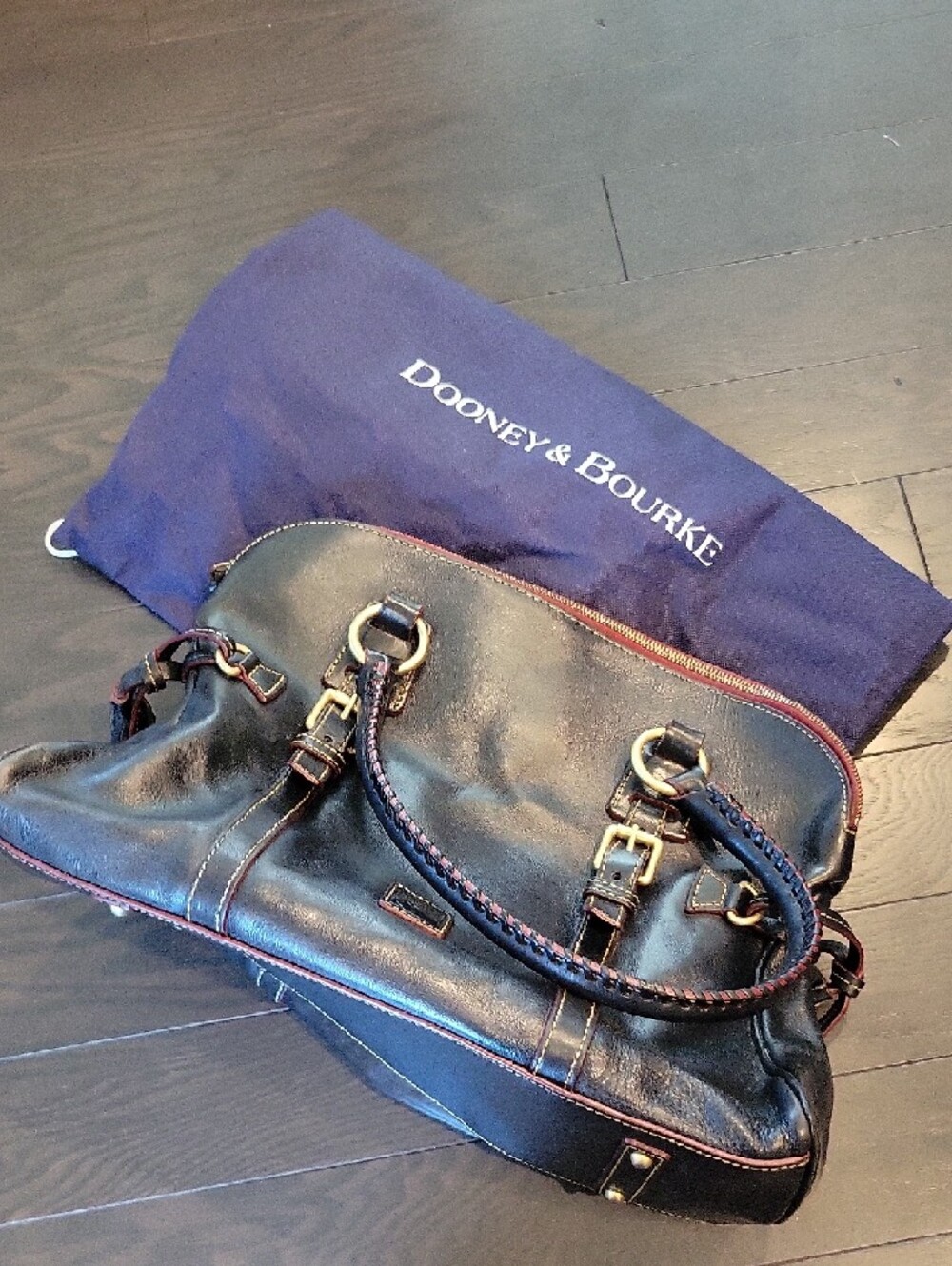 Dooney & Bourke Navy Leather Florentine Shoulder Bag - Picture 7 of 9
